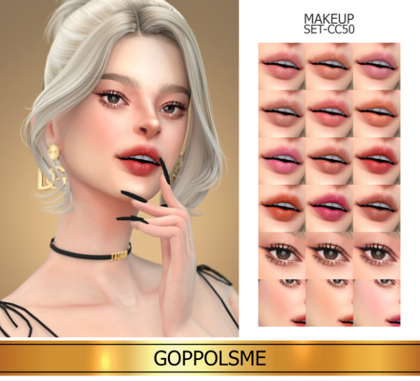 Alpha GPME GOLD MAKEUP SET CC50 by simsfinds - The Sims 4 Custom Content