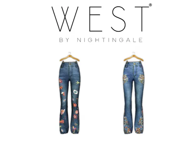 Camouflage Top and Flare Jeans Embroidered Pants - The Sims 2 Custom Content
