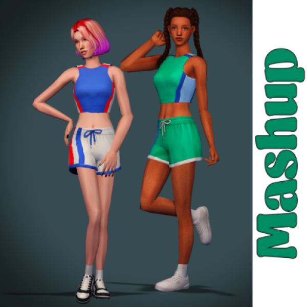 SP20 Shorts Baggy Tube Top by simsfinds - The Sims 2 Custom Content