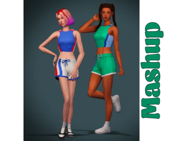 SP20 Shorts Baggy Tube Top - The Sims 2 Custom Content