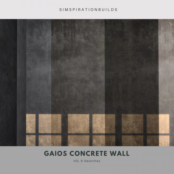 Alpha Gaios Concrete Walls x2 by simsfinds - The Sims 4 Custom Content