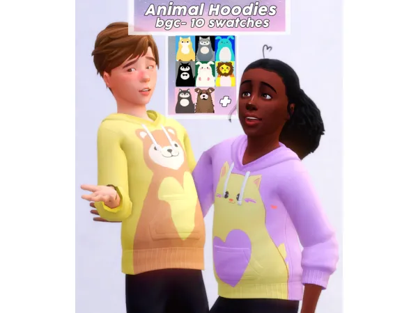 Maxis Match Animal Hoodies (bgc) by creamlattedream - The Sims 4 Custom Content