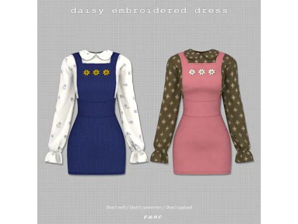 Alpha daisy embroidered dress - The Sims 4 Custom Content