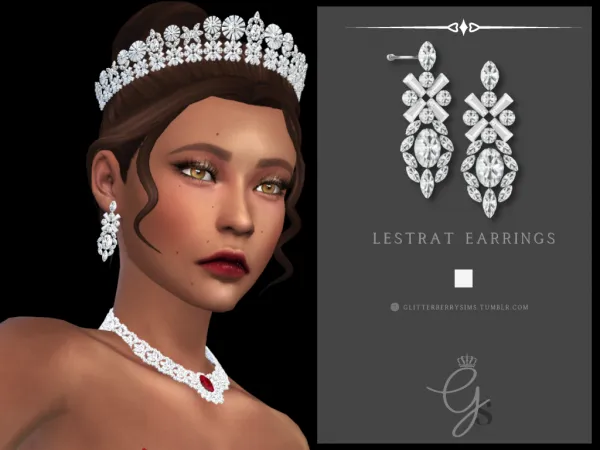 Alpha Lestrat Earrings by Glitterberry Sims - The Sims 4 Custom Content