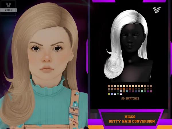 Alpha VICCS_BETTY HAIR CONVERTED FOR KIDS (MESH by viccs - The Sims 4 Custom Content
