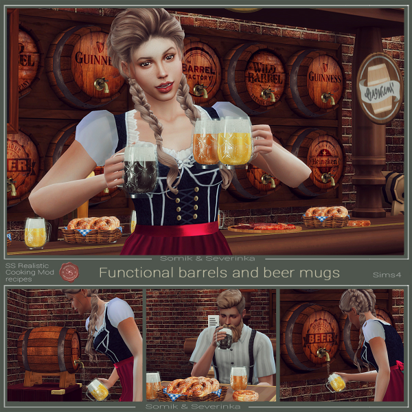 Alpha Functional Beer Barrels by simsfinds - The Sims 4 Custom Content