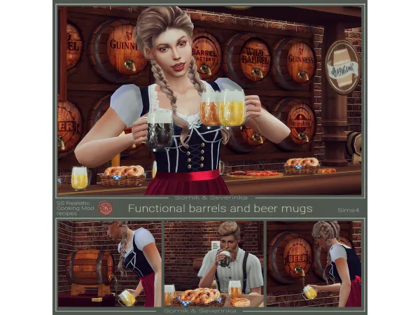 Alpha Functional Beer Barrels by Somik and Severinka - The Sims 4 Custom Content