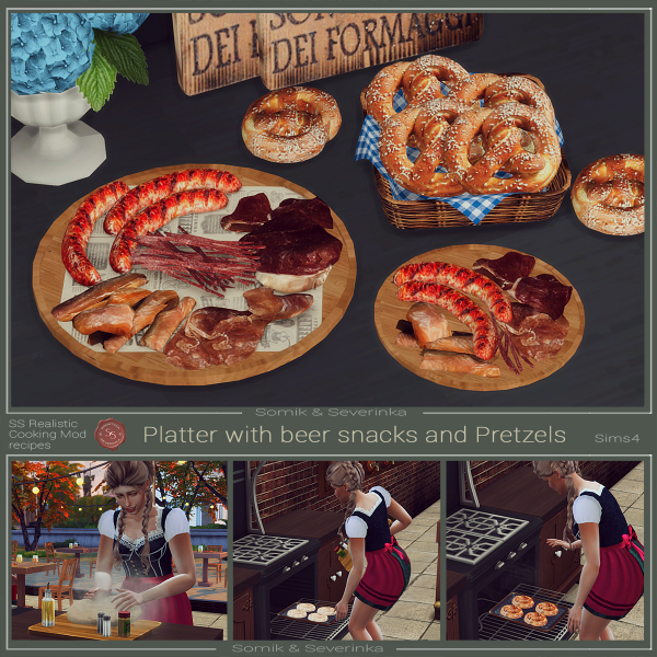 Alpha Beer Plate Appetizer and Pretzels by simsfinds - The Sims 4 Custom Content
