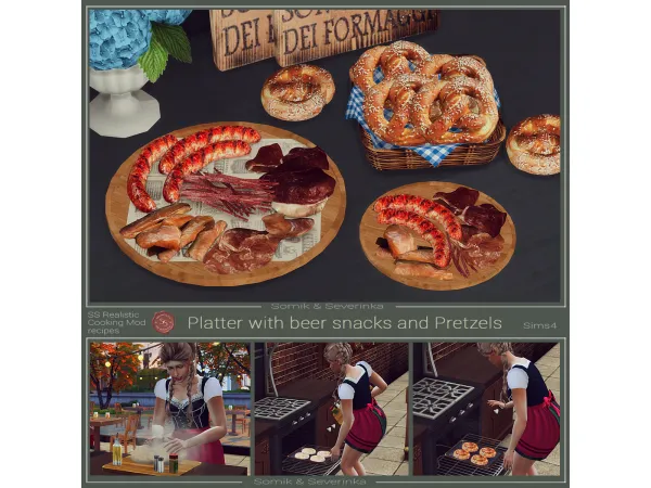 Alpha Beer Plate Appetizer and Pretzels by Somik and Severinka - The Sims 4 Custom Content