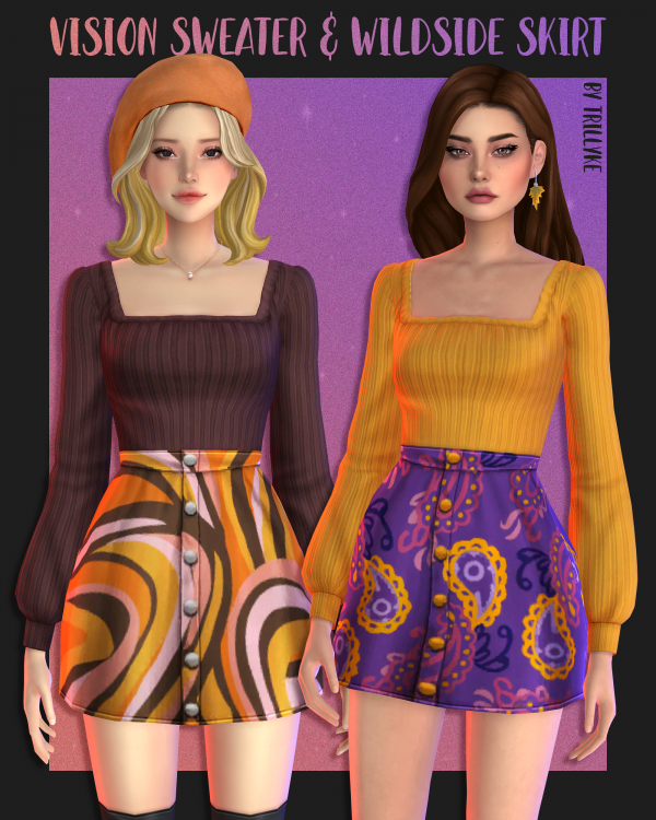 Maxis Match Vision Sweater Wildside Skirt by simsfinds - The Sims 4 Custom Content