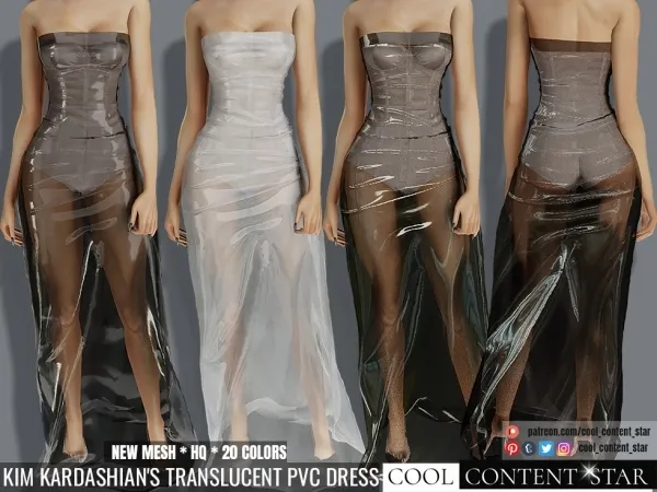 Alpha Kim Kardashian's Translucent PVC Dress cool_content_star - The Sims 4 Custom Content