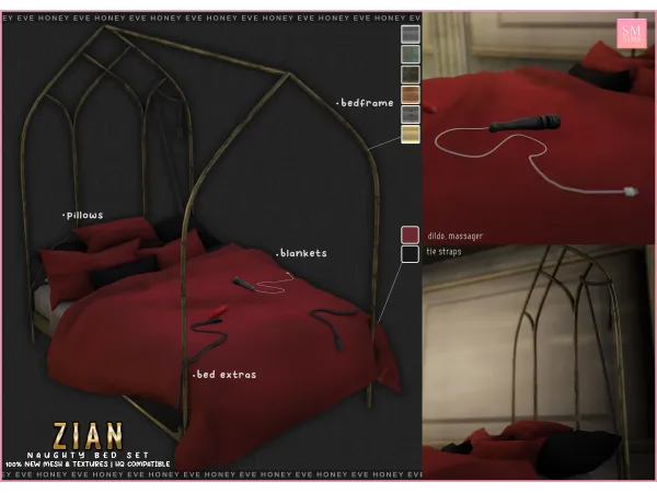 Alpha HONEY Zian Naughty Bed Set by SM Sims - The Sims 4 Custom Content
