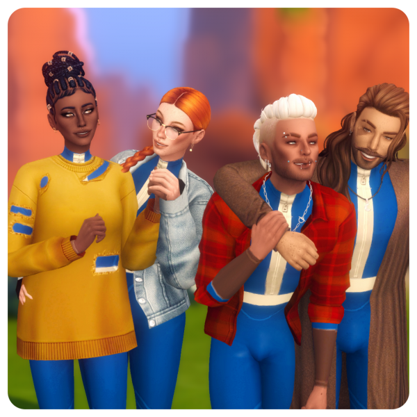 Maxis Match Fallout Vault Suits Extras by simsfinds - The Sims 4 Custom Content