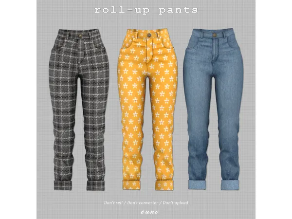Alpha roll up pants by euno sims - The Sims 4 Custom Content