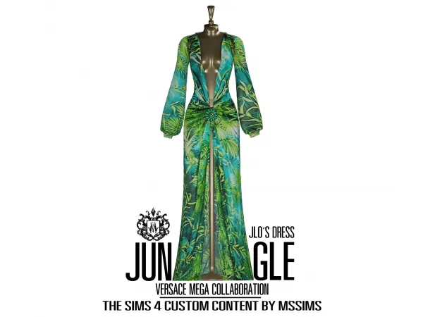 Alpha JUNGLE JLO DRESS X VERSACE MEGA COLLABORATION by MSSIMS - The Sims 4 Custom Content