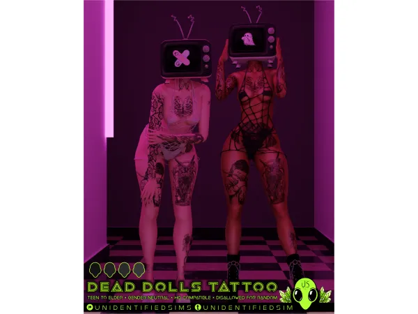 Mix Dead Dolls Tattoo by unidentifiedsims - The Sims 4 Custom Content