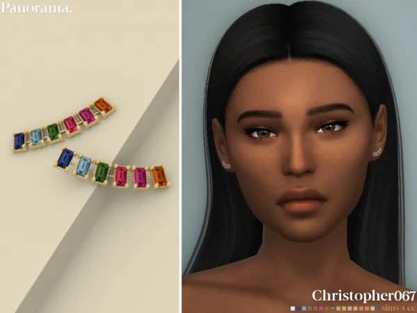 Alpha Panorama Earrings by simsfinds - The Sims 4 Custom Content