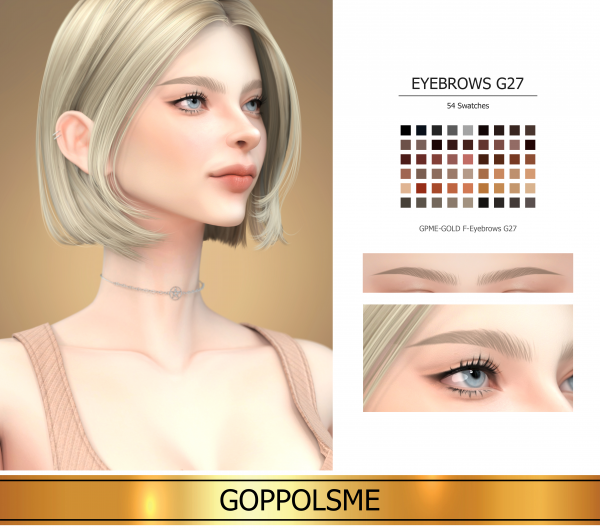 Alpha GPME GOLD F Eyebrows G27 by simsfinds - The Sims 4 Custom Content