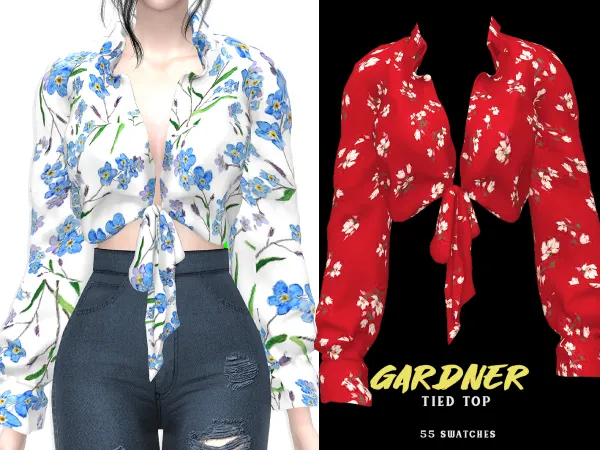 Alpha Gardner Tied Top - The Sims 4 Custom Content