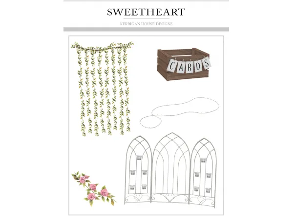 Mix [KHD] Sweetheart Decor Set by Kerrigan House Designs - The Sims 4 Custom Content
