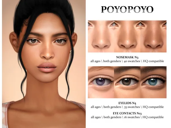 [poyopoyo] Nosemask N3 / Eyelids N5 / Eye Contacts N13 by PoyoPoyo