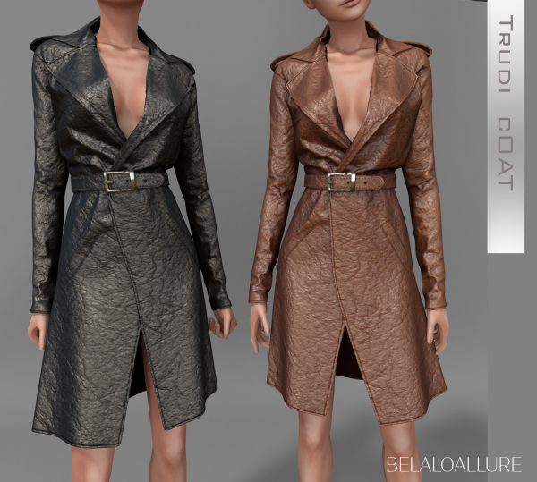 Alpha Trudi leather coat by simsfinds - The Sims 4 Custom Content