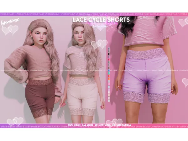Alpha Lace Cycle Shorts Child by LYNXsimz Family - The Sims 4 Custom Content