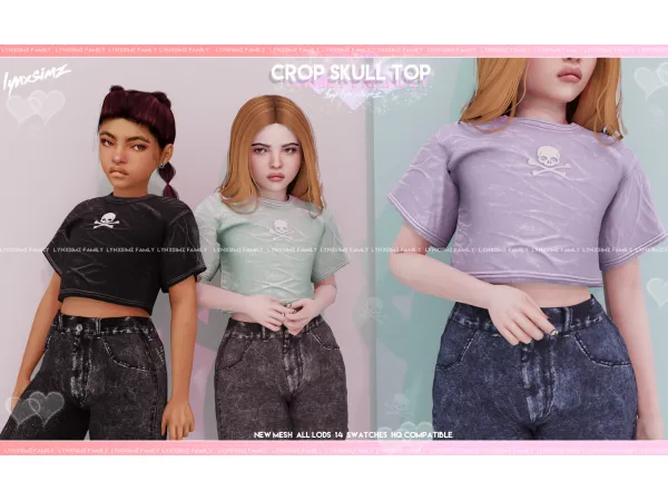 Alpha Skull T Shirt Child by LYNXsimz Family - The Sims 4 Custom Content