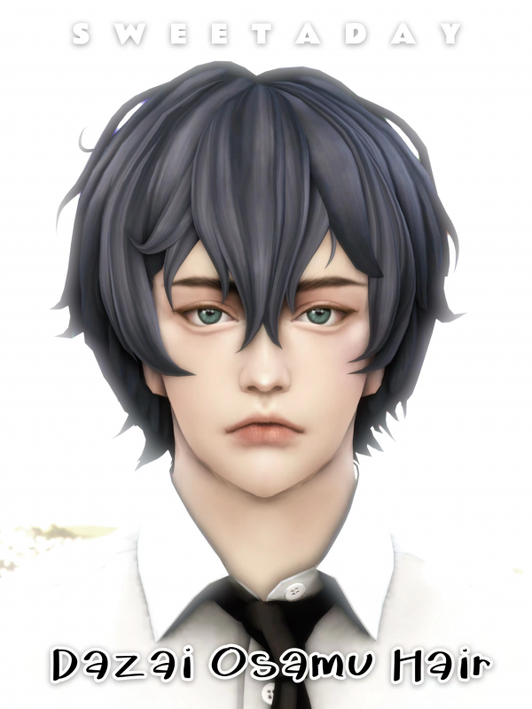 Maxis Match Dazai Osamu Hair(Early Access December 1st 2022) by simsfinds - The Sims 4 Custom Content