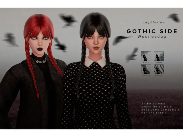 Maxis Match GOTHIC SIDE SET Wednesday by simsfinds - The Sims 4 Custom Content