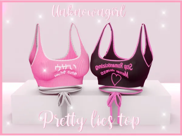 Alpha PRETTY LIES TOP by Unknown66irl - The Sims 4 Custom Content