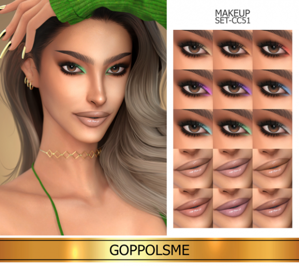 Alpha GOLD MAKEUP SET CC51 by simsfinds - The Sims 4 Custom Content
