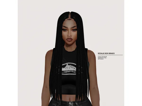 Maxis Match ROSALIE BOX BRAIDS by BADDDIESIMS - The Sims 4 Custom Content