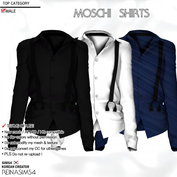 Alpha REINA_TS4_MOSCHI SHIRTS by simsfinds - The Sims 4 Custom Content