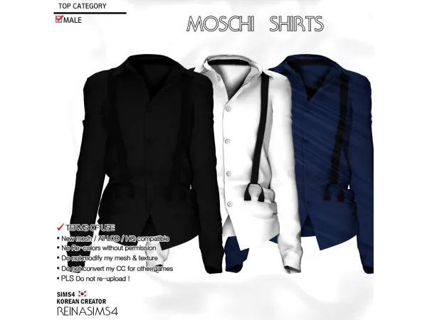 Alpha REINA_TS4_MOSCHI SHIRTS by Reina Sims4 - The Sims 4 Custom Content