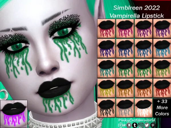 Mix Simblreen 2022 Vampirella Lipstick by Pinkycustomworld - The Sims 4 Custom Content