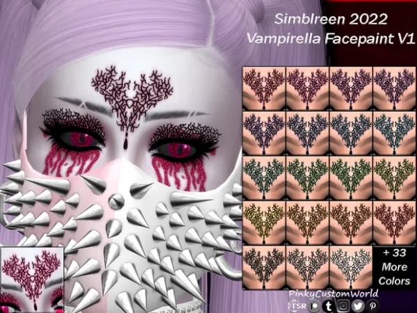 Mix Simblreen 2022 Vampirella Facepaint V1 by Pinkycustomworld - The Sims 4 Custom Content
