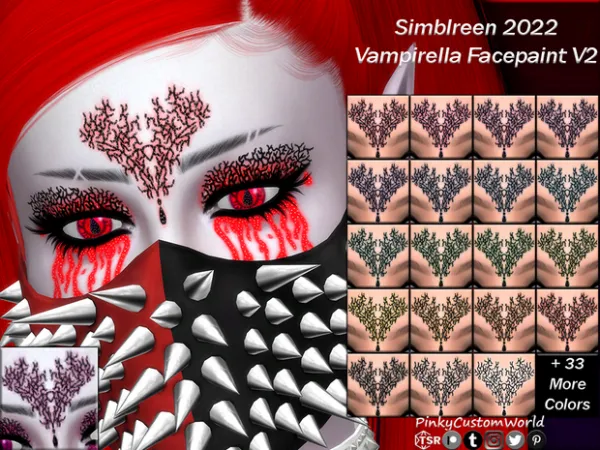 Alpha Simblreen 2022 Vampirella Facepaint V2 by Pinkycustomworld - The Sims 4 Custom Content