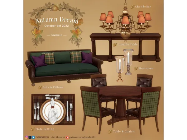 Mix October 2022 Set (2) Autumn Dream by cowbuild - The Sims 4 Custom Content