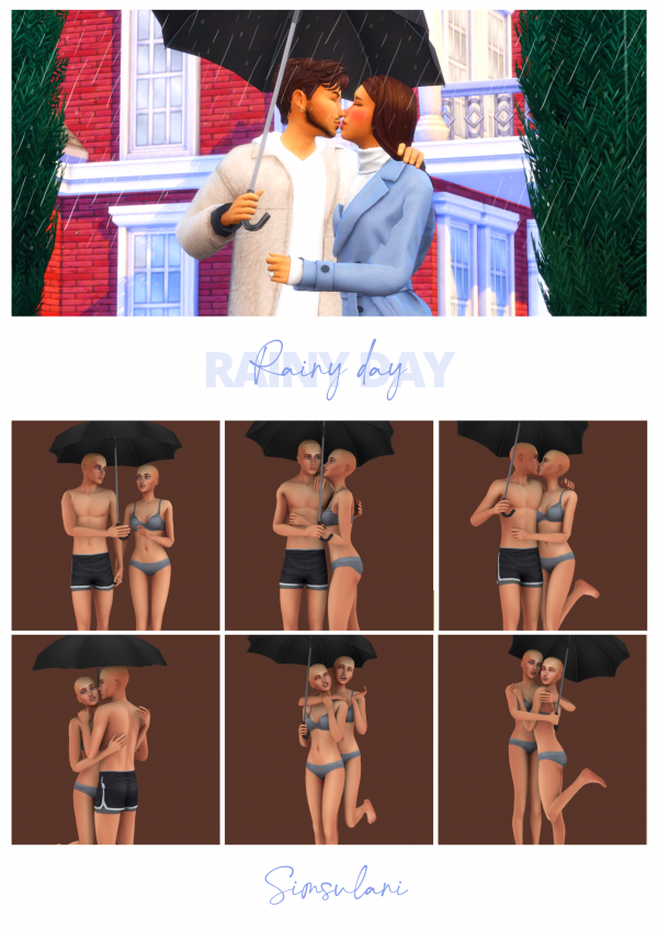 Mix 310 Pose Pack Rainy Day FREE by simsfinds - The Sims 4 Custom Content