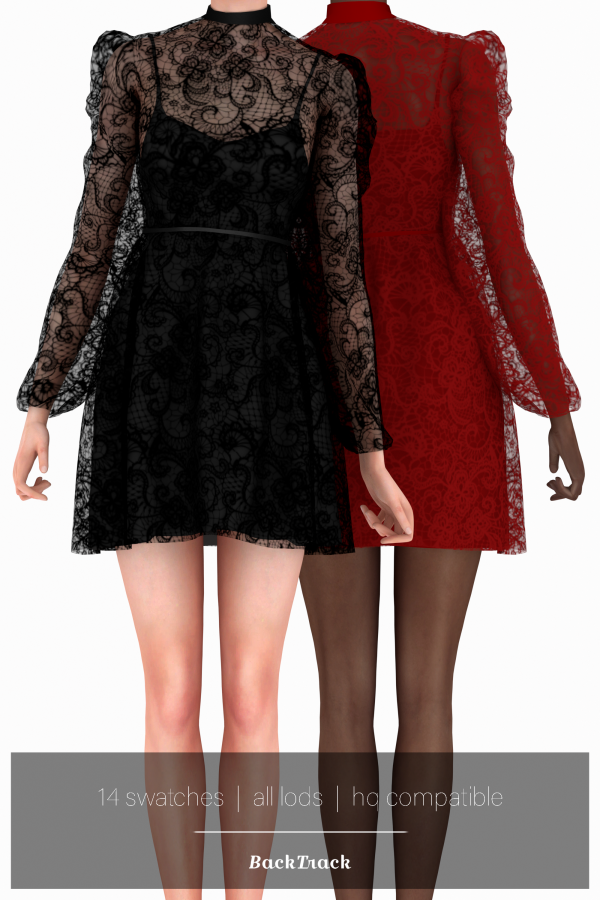 Alpha Victoria Lace Overlay Dress by simsfinds - The Sims 4 Custom Content