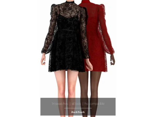 Alpha Victoria Lace Overlay Dress by BackTrack - The Sims 4 Custom Content
