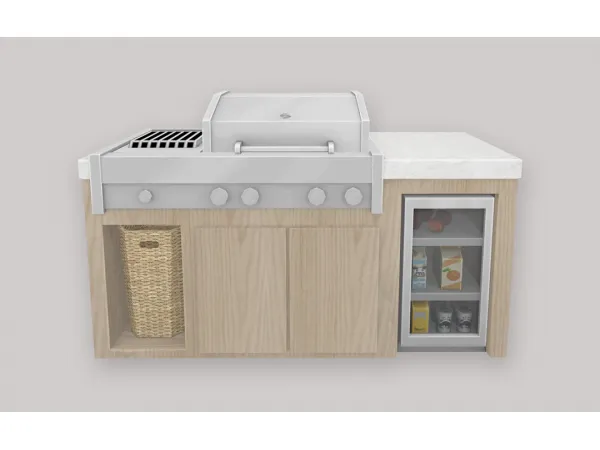Mix RH Wood Stone BBQ with Fridge by SimPlistic - The Sims 4 Custom Content