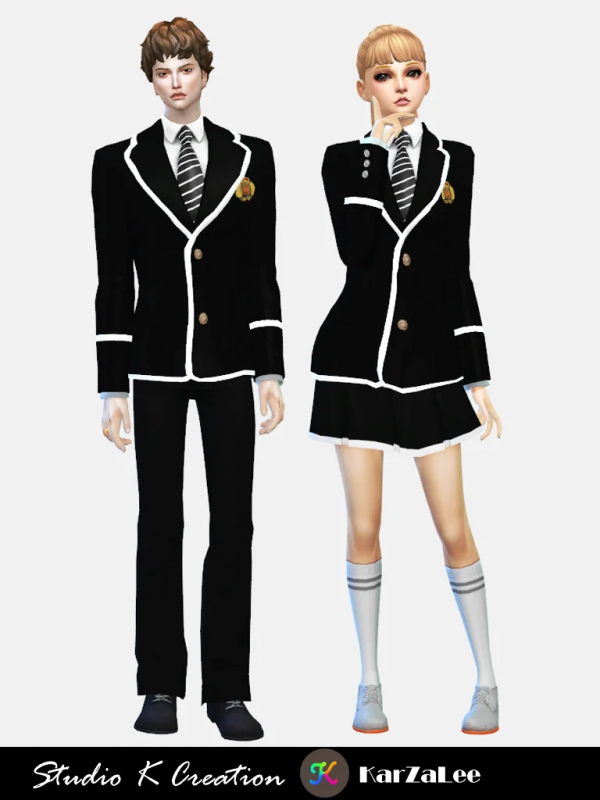 Alpha Blazer Tie uniform set adults k creation by simsfinds - The Sims 4 Custom Content