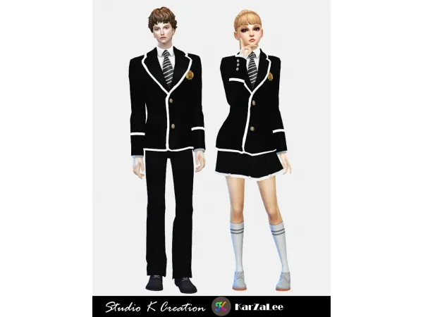 Alpha Blazer Tie uniform set adults k creation by studio - The Sims 4 Custom Content