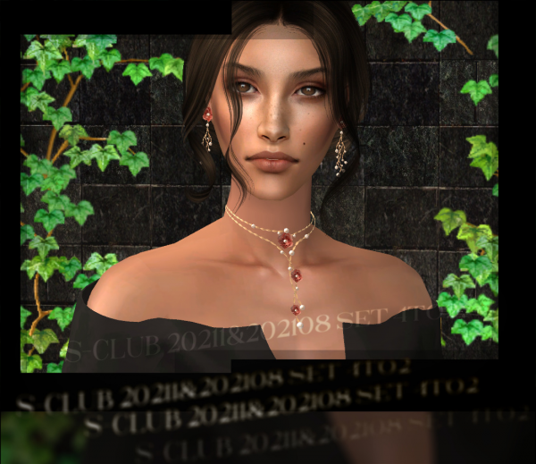 S clubs 202111 earrings and 202108 necklace 4to2 by simsfinds - The Sims 2 Custom Content
