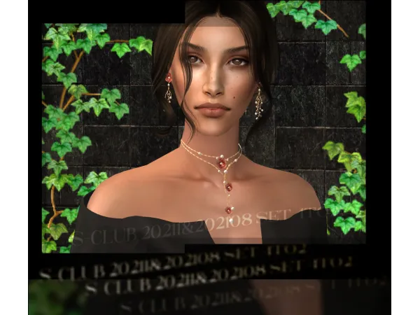S clubs 202111 earrings and 202108 necklace 4to2 - The Sims 2 Custom Content