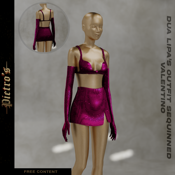 Alpha Dua Lipa's Outfit Sequinned Valentino by simsfinds - The Sims 4 Custom Content
