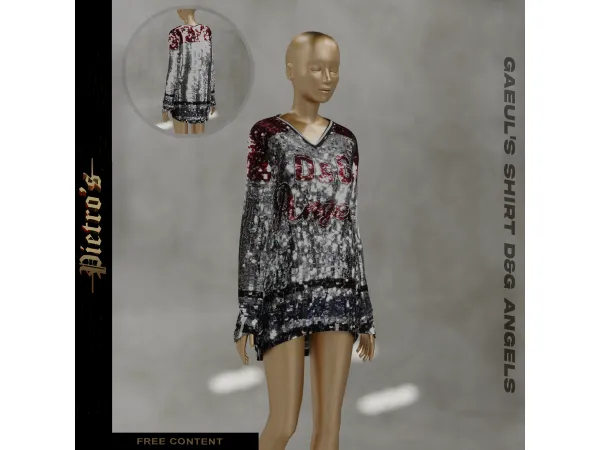 Alpha Gaeul's Shirt DG Angels by Pietro's - The Sims 4 Custom Content
