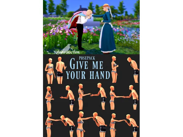 Mix Give me your hand posepack Auditore by Natalia - The Sims 4 Custom Content